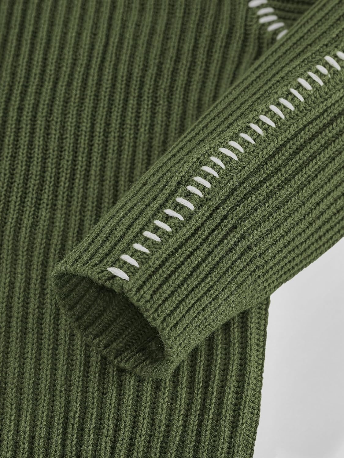 image:imageBTFBM Womens Oversized Sweaters Contrast Chunky Knit SweaterArmy Green