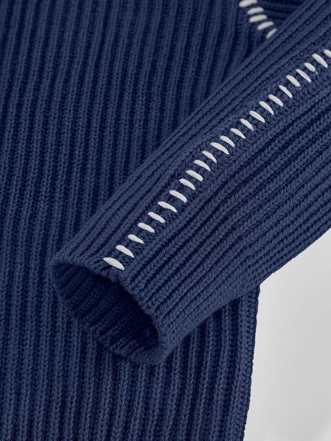 image:imageBTFBM Womens Oversized Sweaters Contrast Chunky Knit SweaterNavy