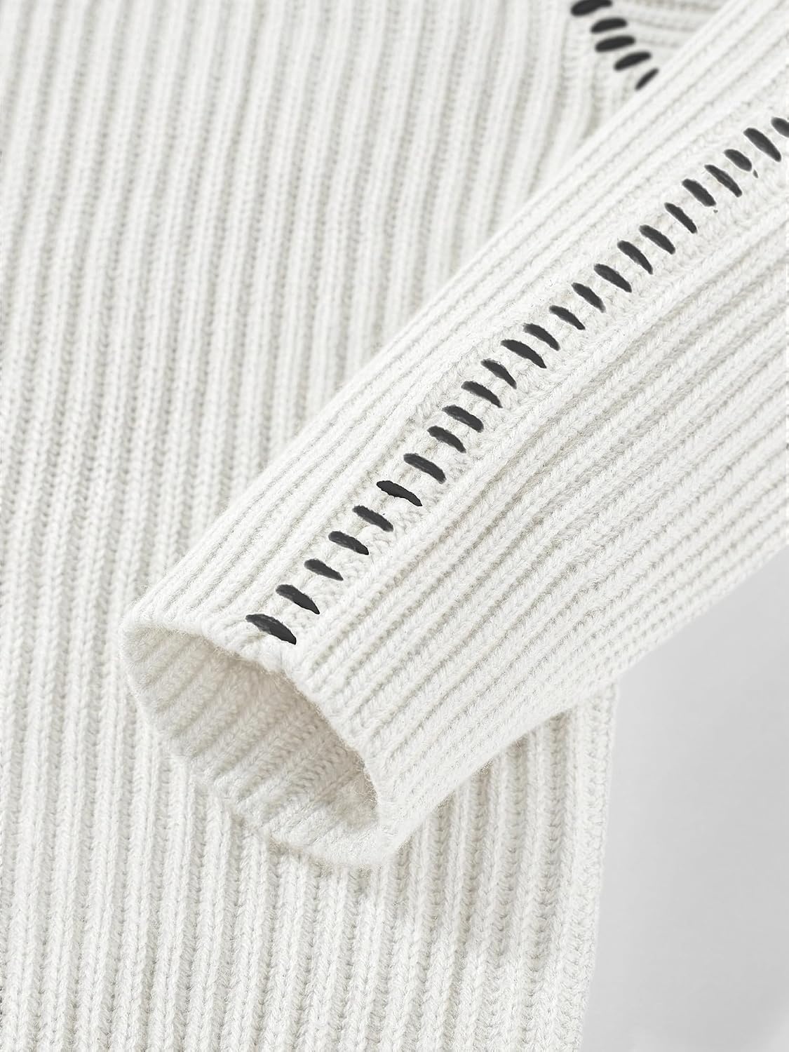 image:imageBTFBM Womens Oversized Sweaters Contrast Chunky Knit SweaterWhite