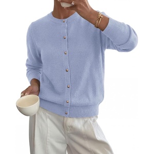 BTFBM Button Cardigan Sweaters for Women Fall Clothes 2026(Light Blue)