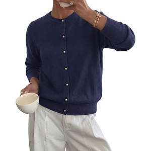 BTFBM Button Cardigan Sweaters for Women Fall Clothes 2026(Navy Blue)