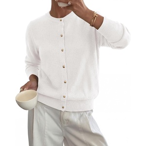 BTFBM Button Cardigan Sweaters for Women Fall Clothes 2026(White)