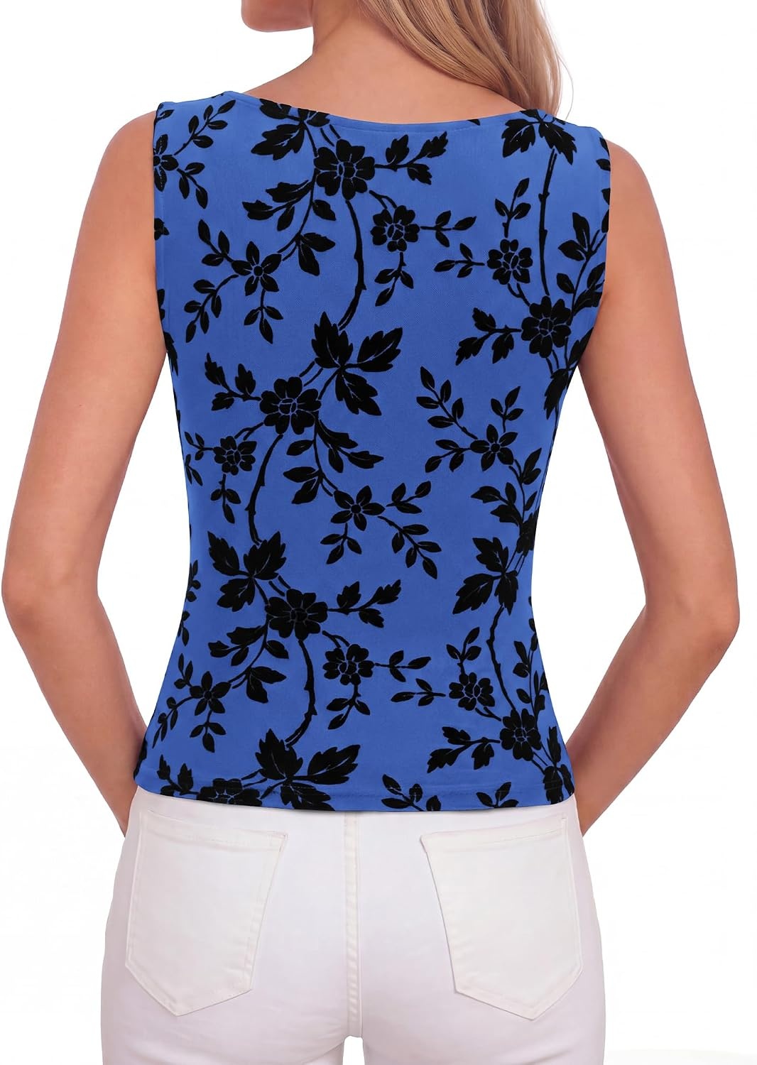 image:imageBTFBM Womens Tank Tops Mesh Floral ShirtsRoyal Blue