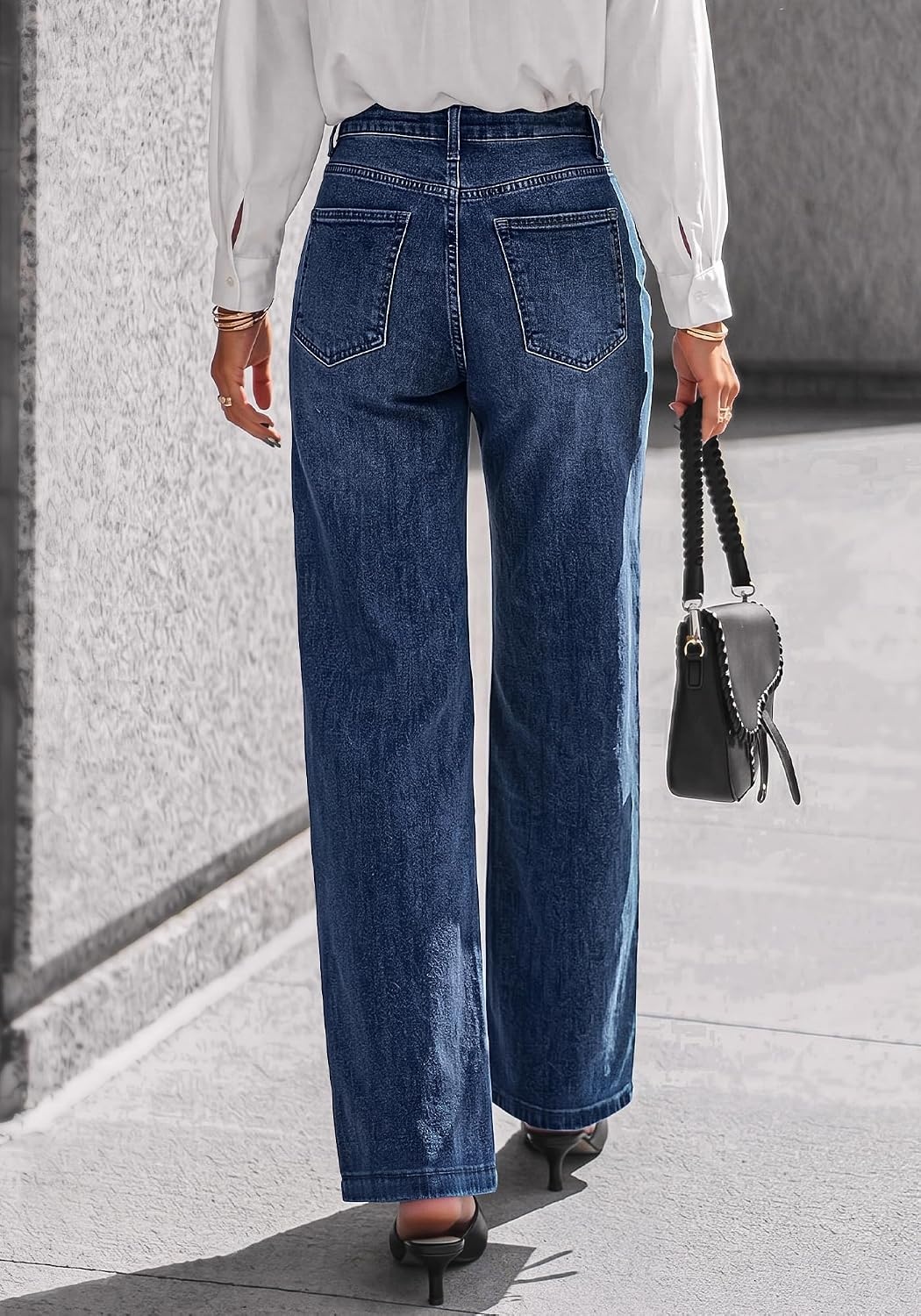 image:imageBTFBM Front Seam Stretchy Wide Straight Leg Jeans for Women Trendy 2026Navy