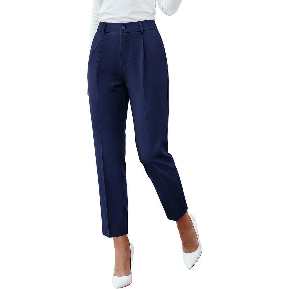 image:imageBTFBM Dress Pants Women Work Business Office Ankle Trousers PocketsNavy Blue