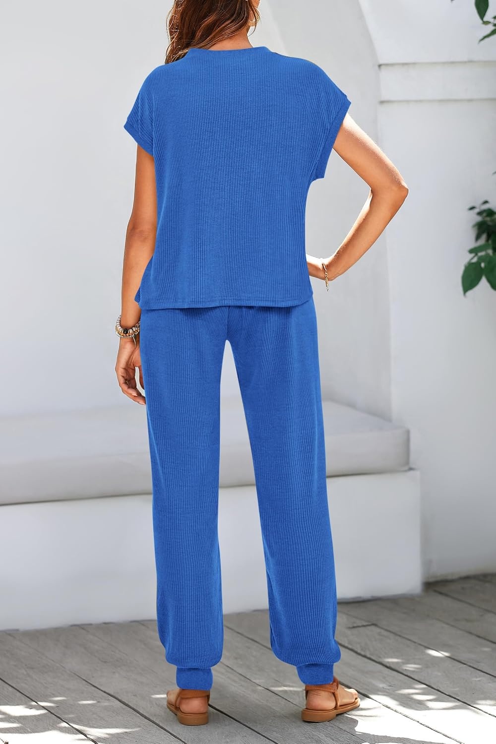 image:imageBTFBM 2 Piece Sets For Women Summer Lounge Set Airport Outfits TracksuitRoyal Blue