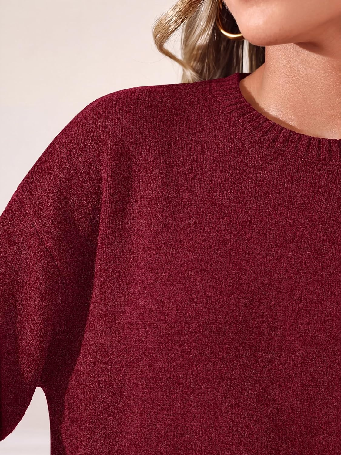 image:imageBTFBM Oversized Sweaters for Women Fall Clothes Crewneck Winter OutfitsBurgundy