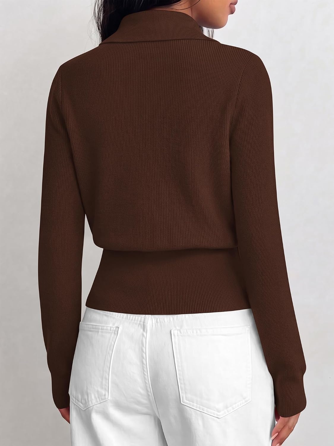 image:imageBTFBM V Neck Long Sleeve Fall Lightweight Cardigan Sweaters for Women 2026Brown