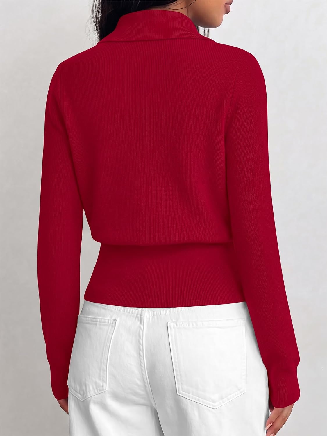 image:imageBTFBM V Neck Long Sleeve Fall Lightweight Cardigan Sweaters for Women 2026Red