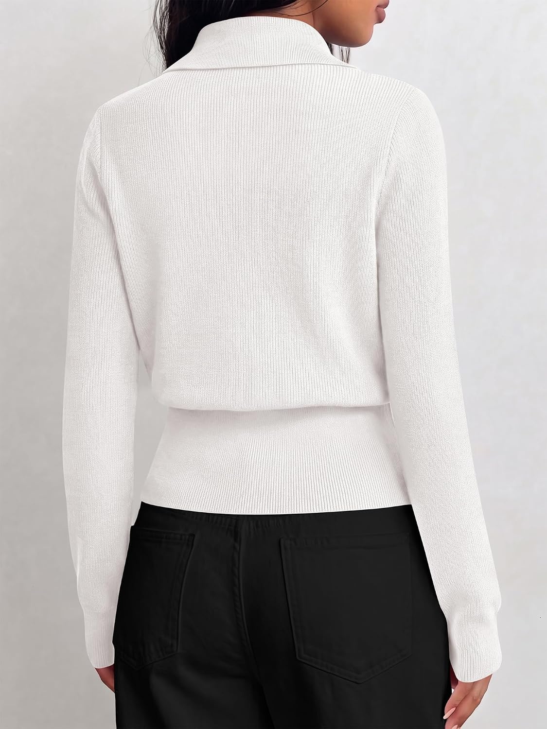 image:imageBTFBM V Neck Long Sleeve Fall Lightweight Cardigan Sweaters for Women 2026White