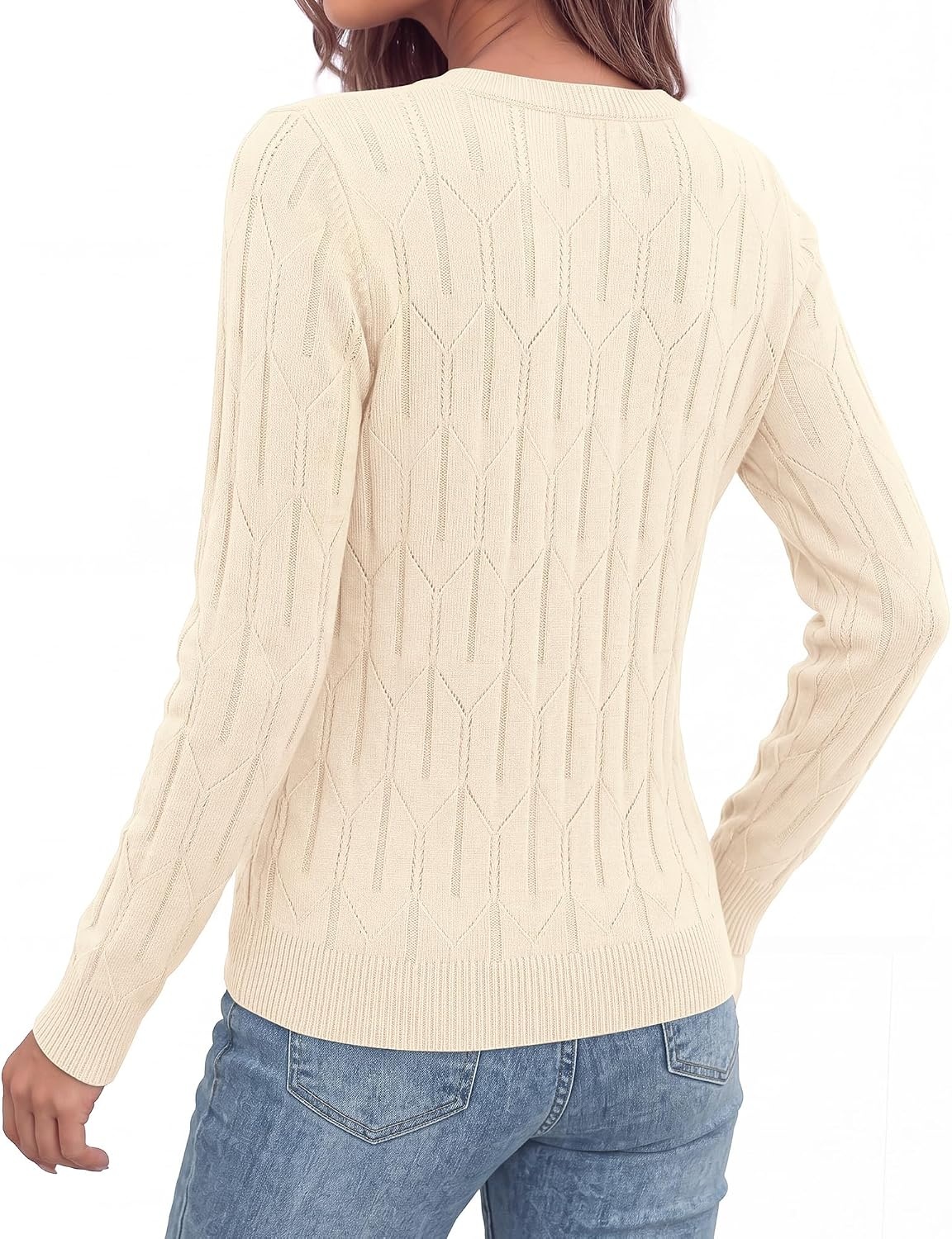 image:imageBTFBM Womens Sweaters Long Sleeve Crewneck Pullover Tops Dressy CasualApricot
