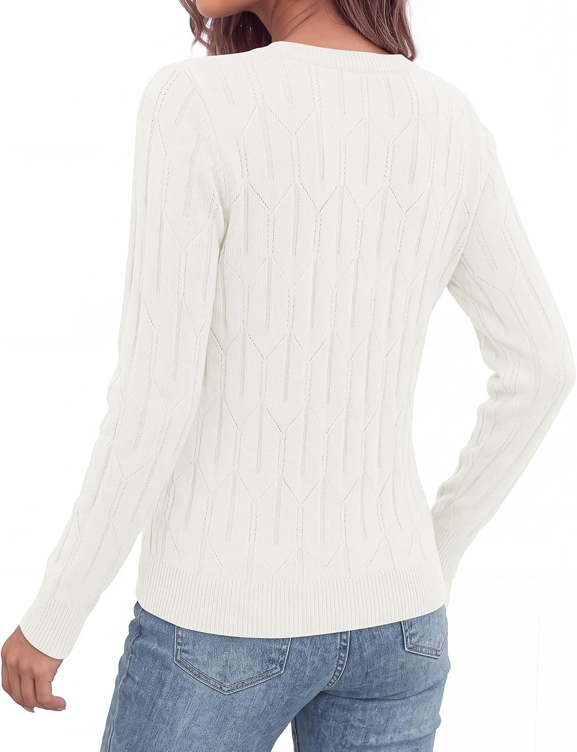 image:imageBTFBM Womens Sweaters Long Sleeve Crewneck Pullover Tops Dressy CasualBeige