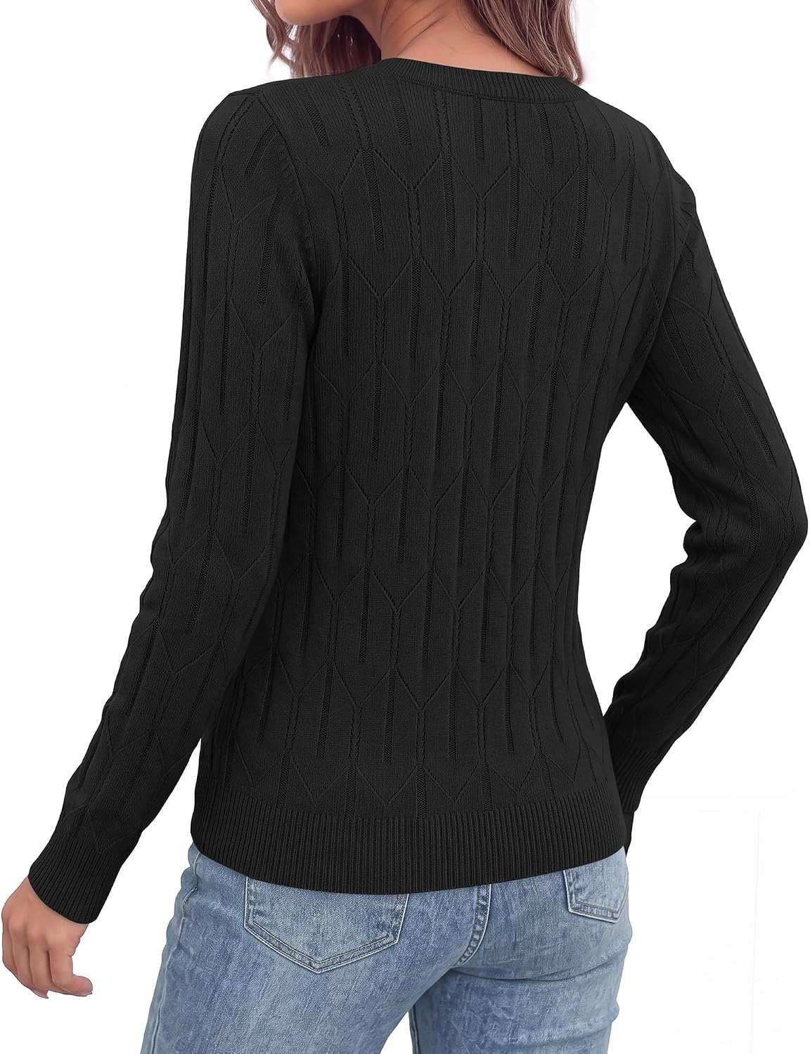 image:imageBTFBM Womens Sweaters Long Sleeve Crewneck Pullover Tops Dressy CasualBlack