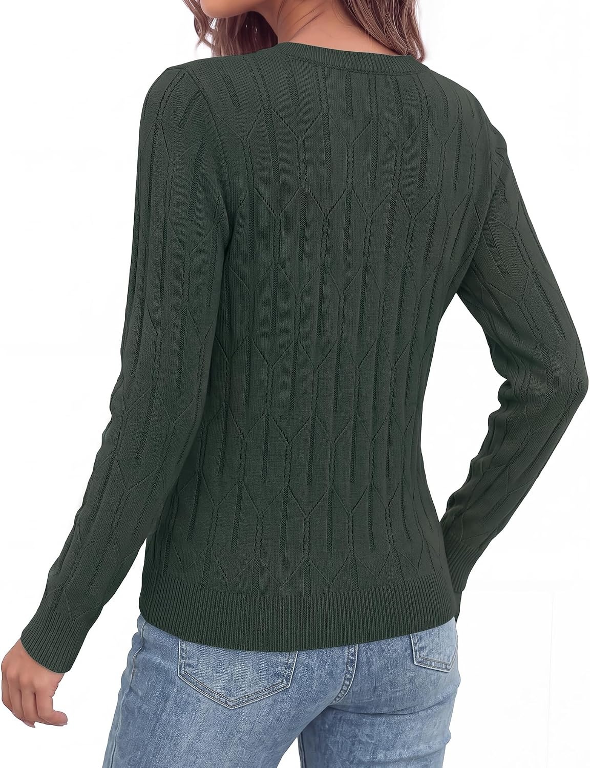 image:imageBTFBM Womens Sweaters Long Sleeve Crewneck Pullover Tops Dressy CasualDark Green