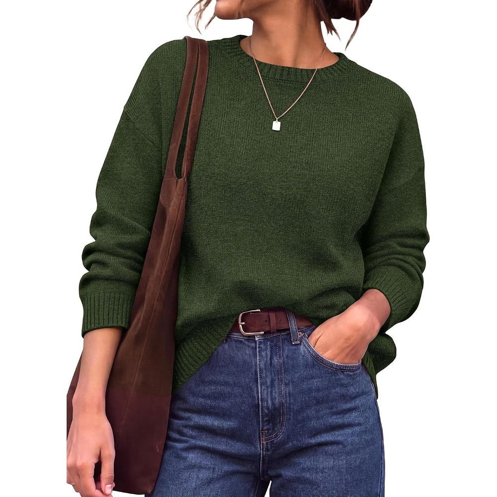 image:imageBTFBM Oversized Sweaters for Women Fall Clothes Crewneck Winter OutfitsArmy Green