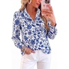 Floral White Blue