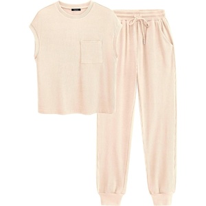 BTFBM 2 Piece Sets For Women Summer Lounge Set Airport Outfits Tracksuit(Apricot)