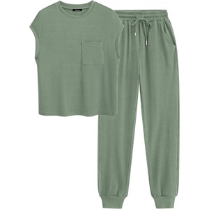 BTFBM 2 Piece Sets For Women Summer Lounge Set Airport Outfits Tracksuit(Sage Green)