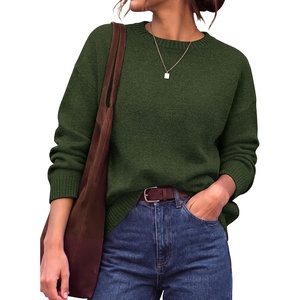 BTFBM Oversized Sweaters for Women Fall Clothes Crewneck Winter Outfits(Army Green)