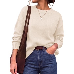 BTFBM Oversized Sweaters for Women Fall Clothes Crewneck Winter Outfits(Beige)