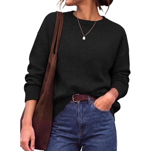 BTFBM Oversized Sweaters for Women Fall Clothes Crewneck Winter Outfits(Black)