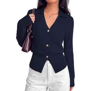 BTFBM V Neck Long Sleeve Fall Lightweight Cardigan Sweaters for Women 2026(Navy)