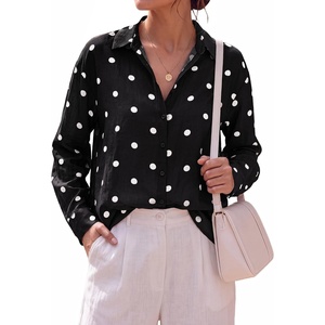 BTFBM Womens Blouses Dressy Casual Floral Long Sleeve Shirts Polka Dot Tops(Polka Dot Black White)