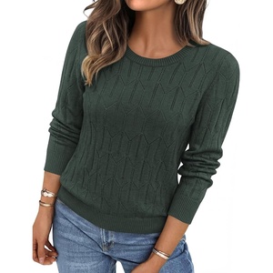 BTFBM Womens Sweaters Long Sleeve Crewneck Pullover Tops Dressy Casual(Dark Green)