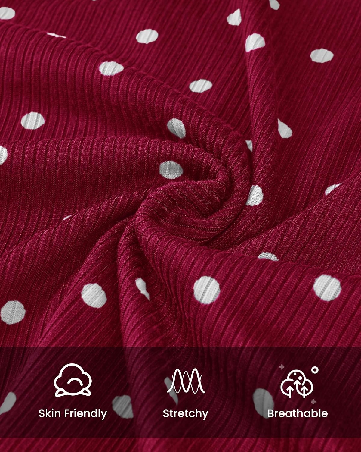 image:imageBTFBM Polka Dot Skirt Matching Sets Women Clothing Fall 2 Piece OutfitsDot Burgundy White
