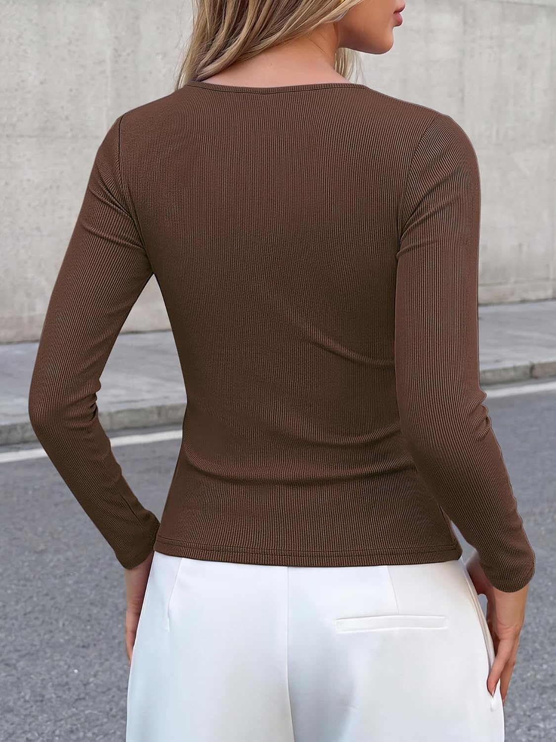 image:imageBTFBM Fall Tops for Women Tie Waist Wrap Blouses Business Casual OutfitsCoffee