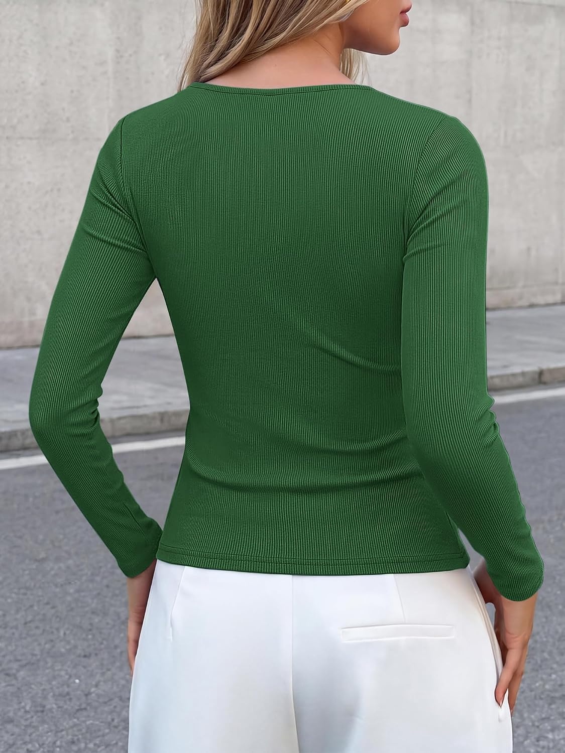 image:imageBTFBM Fall Tops for Women Tie Waist Wrap Blouses Business Casual OutfitsDark Green
