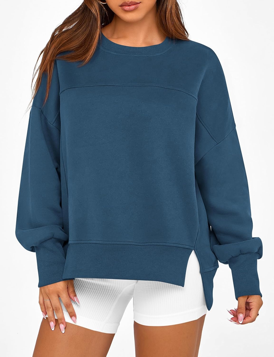 image:imageBTFBM Womens Crewneck Sweatshirts Fleece PulloverDark Blue