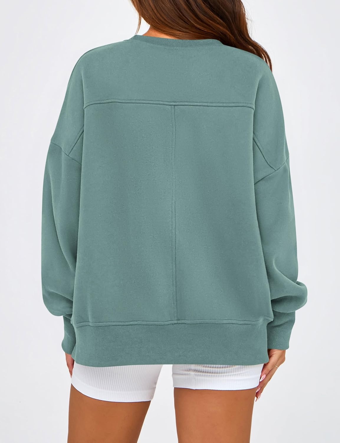 image:imageBTFBM Womens Crewneck Sweatshirts Fleece PulloverGrey Green