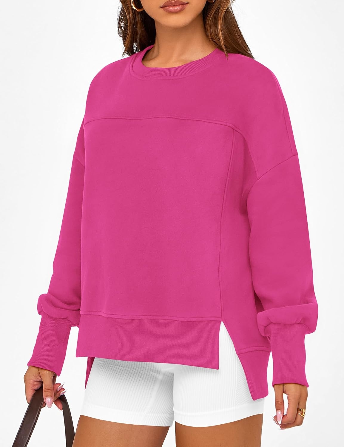 image:imageBTFBM Womens Crewneck Sweatshirts Fleece PulloverRose Red
