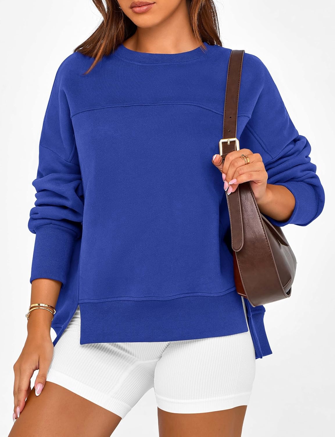 image:imageBTFBM Womens Crewneck Sweatshirts Fleece PulloverRoyal Blue