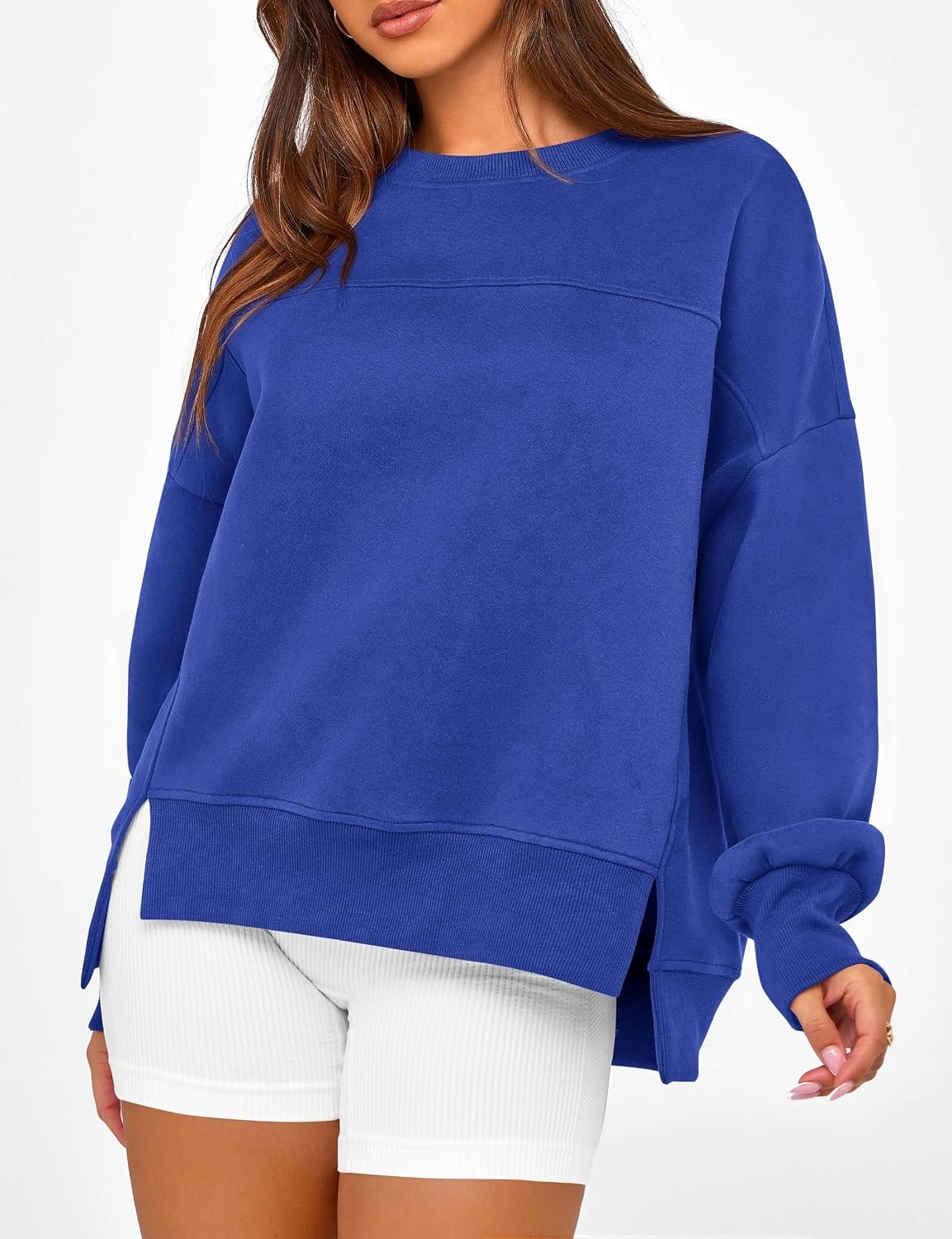 image:imageBTFBM Womens Crewneck Sweatshirts Fleece PulloverRoyal Blue