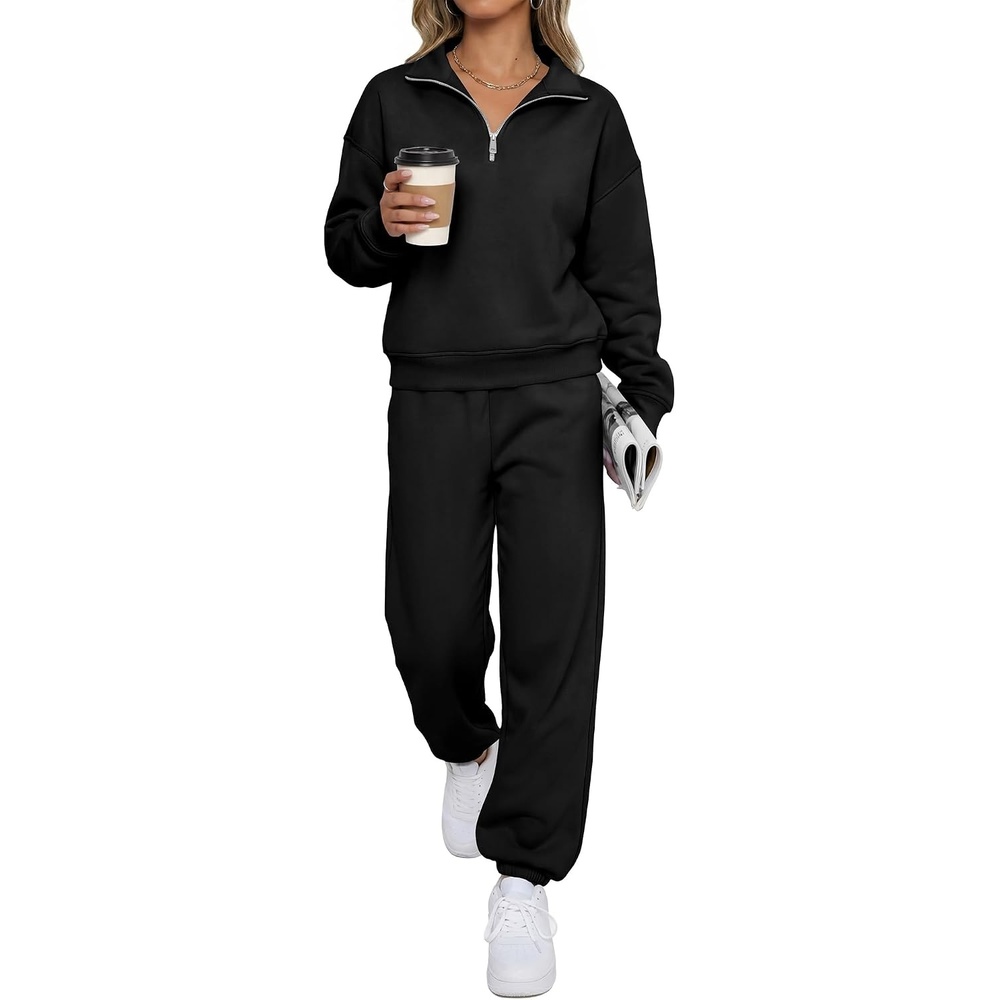 image:imageBTFBM Womens 2 Piece Outfits Sweatsuit Fleece Lounge SetsBlack