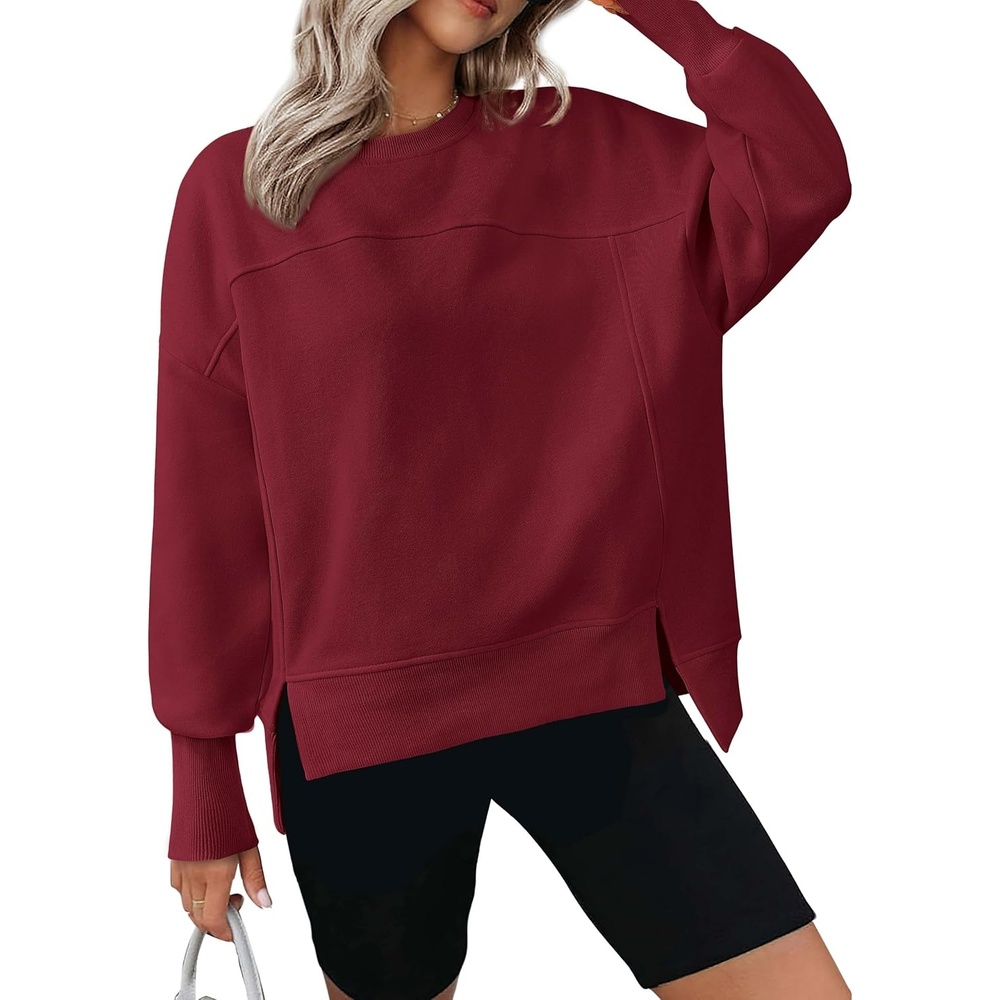 image:imageBTFBM Womens Crewneck Sweatshirts Fleece PulloverBurgundy