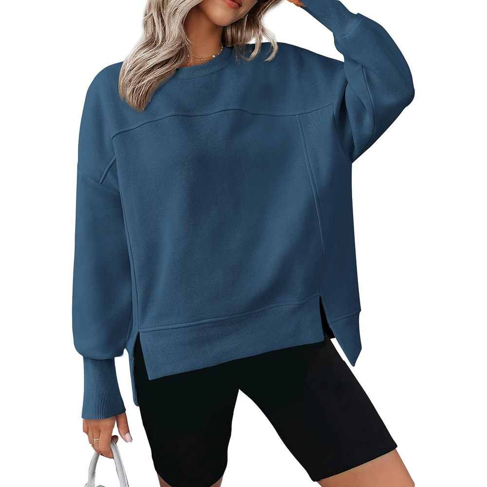 image:imageBTFBM Womens Crewneck Sweatshirts Fleece PulloverDark Blue