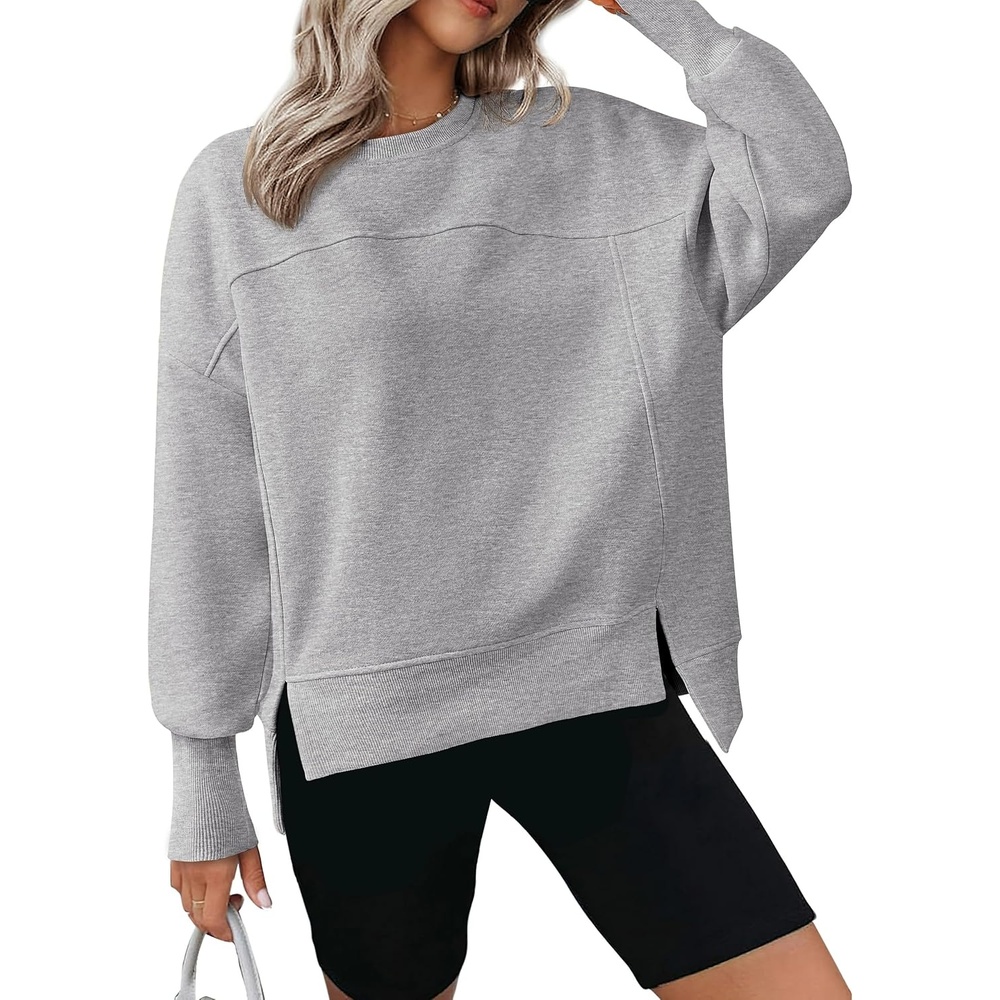 image:imageBTFBM Womens Crewneck Sweatshirts Fleece PulloverGrey
