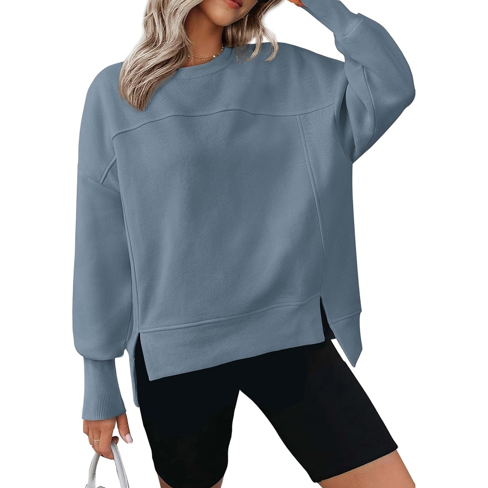 image:imageBTFBM Womens Crewneck Sweatshirts Fleece PulloverGrey Blue