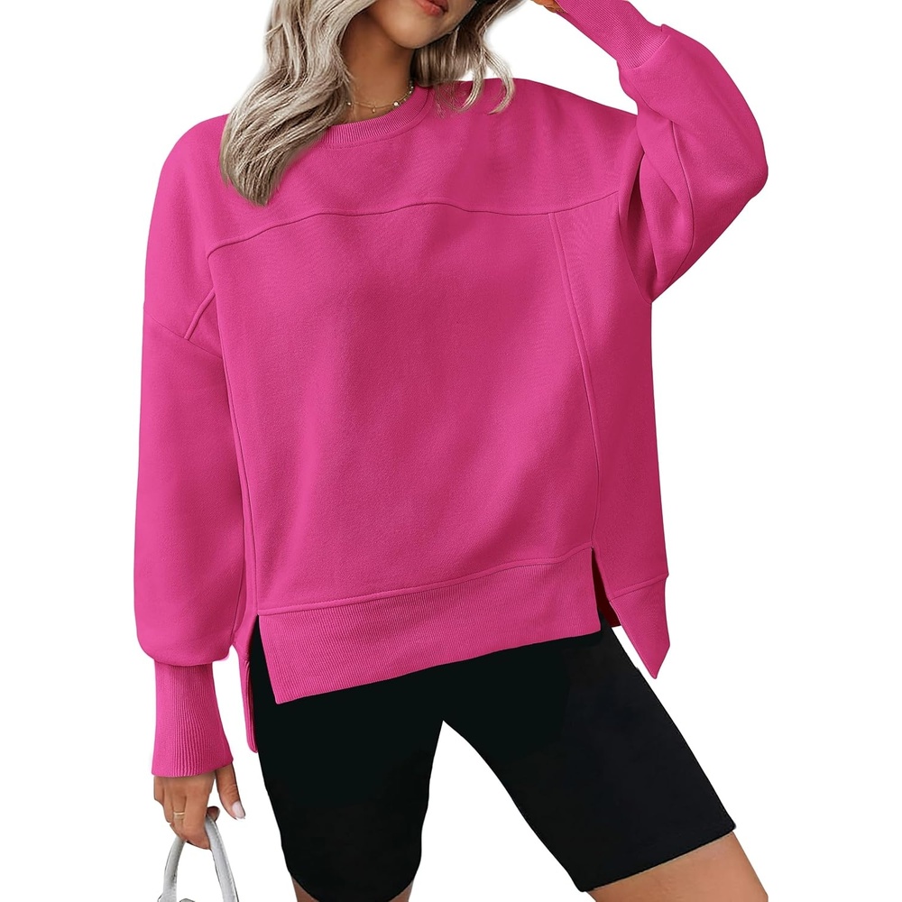 image:imageBTFBM Womens Crewneck Sweatshirts Fleece PulloverRose Red