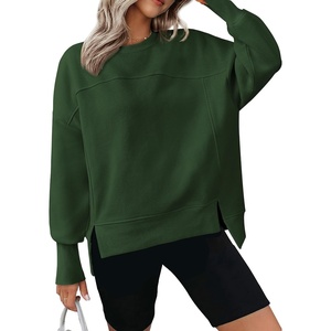 BTFBM Womens Crewneck Sweatshirts Fleece Pullover(Dark Green)