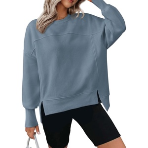 BTFBM Womens Crewneck Sweatshirts Fleece Pullover(Grey Blue)