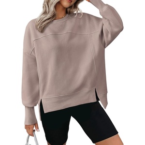 BTFBM Womens Crewneck Sweatshirts Fleece Pullover(Light Coffee)