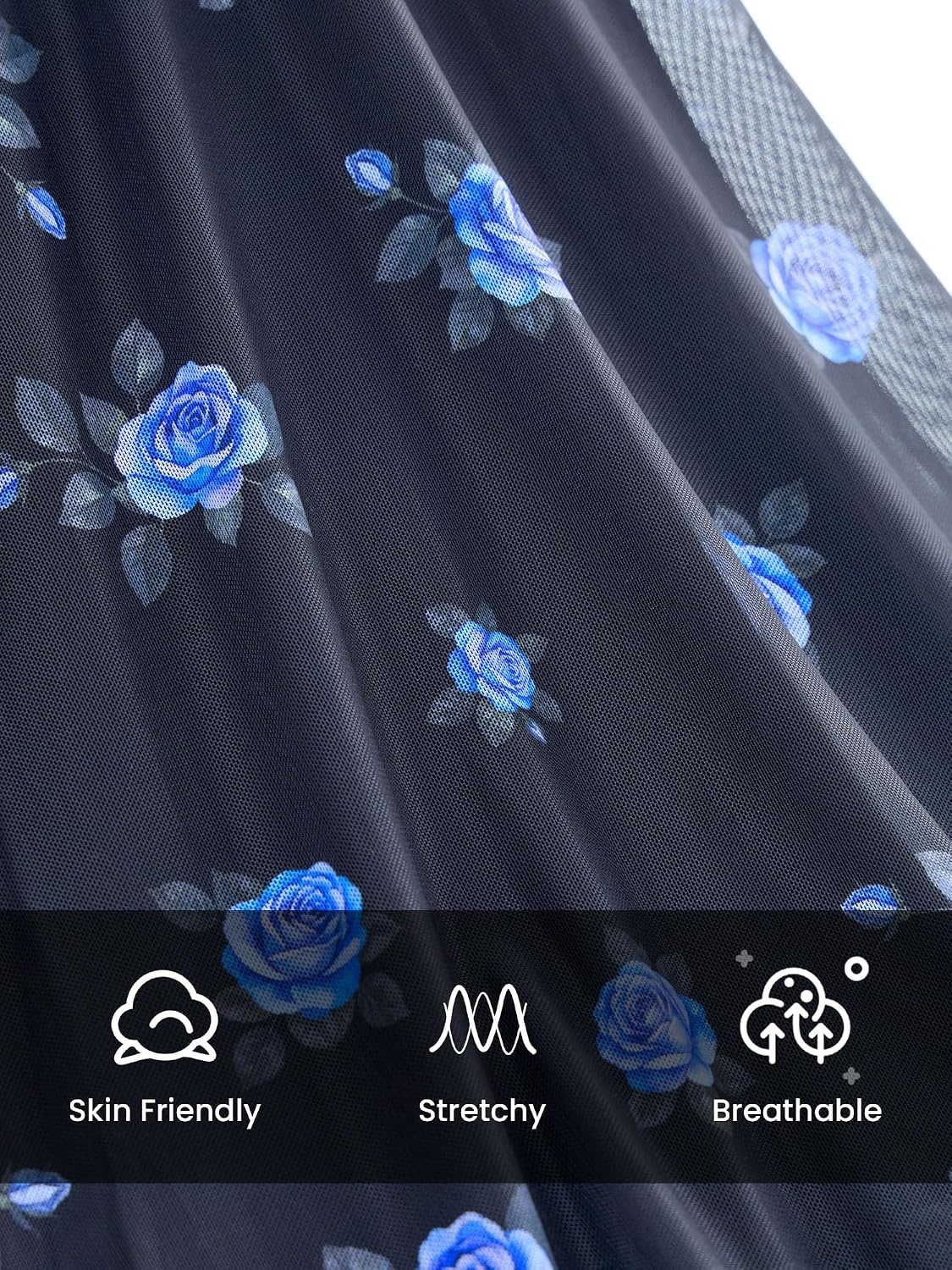 image:imageBTFBM Boho Mesh Long Sleeve Dress for WomenFloral Black Royal Blue