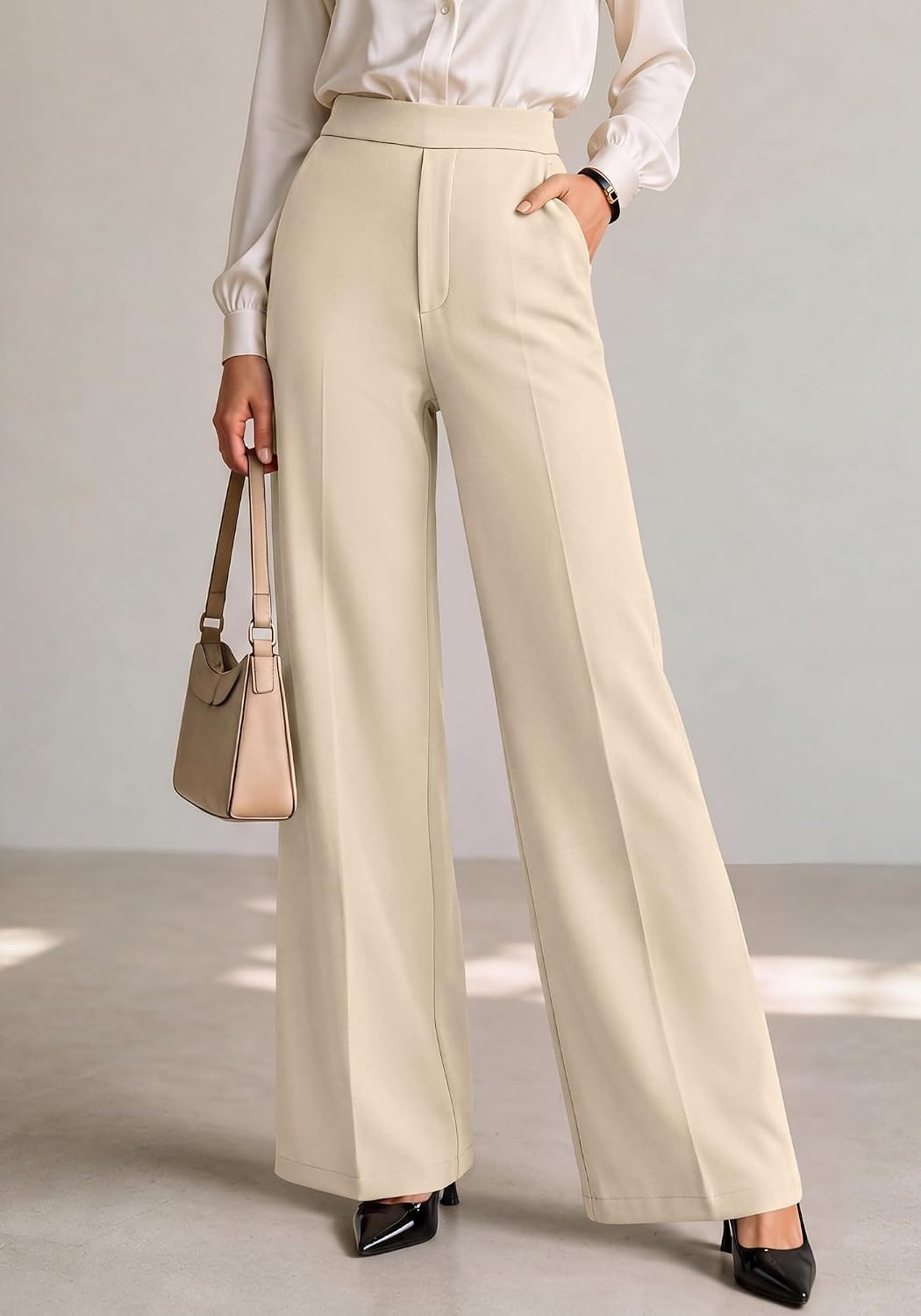 image:imageBTFBM Womens Dress Pants Wide Leg High Waisted 2026 FallBeige