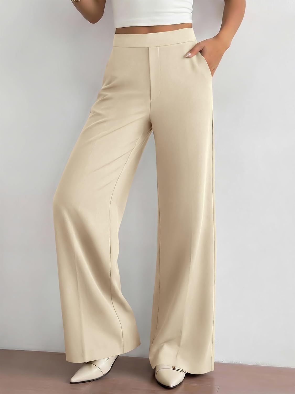 image:imageBTFBM Womens Dress Pants Wide Leg High Waisted 2026 FallBeige
