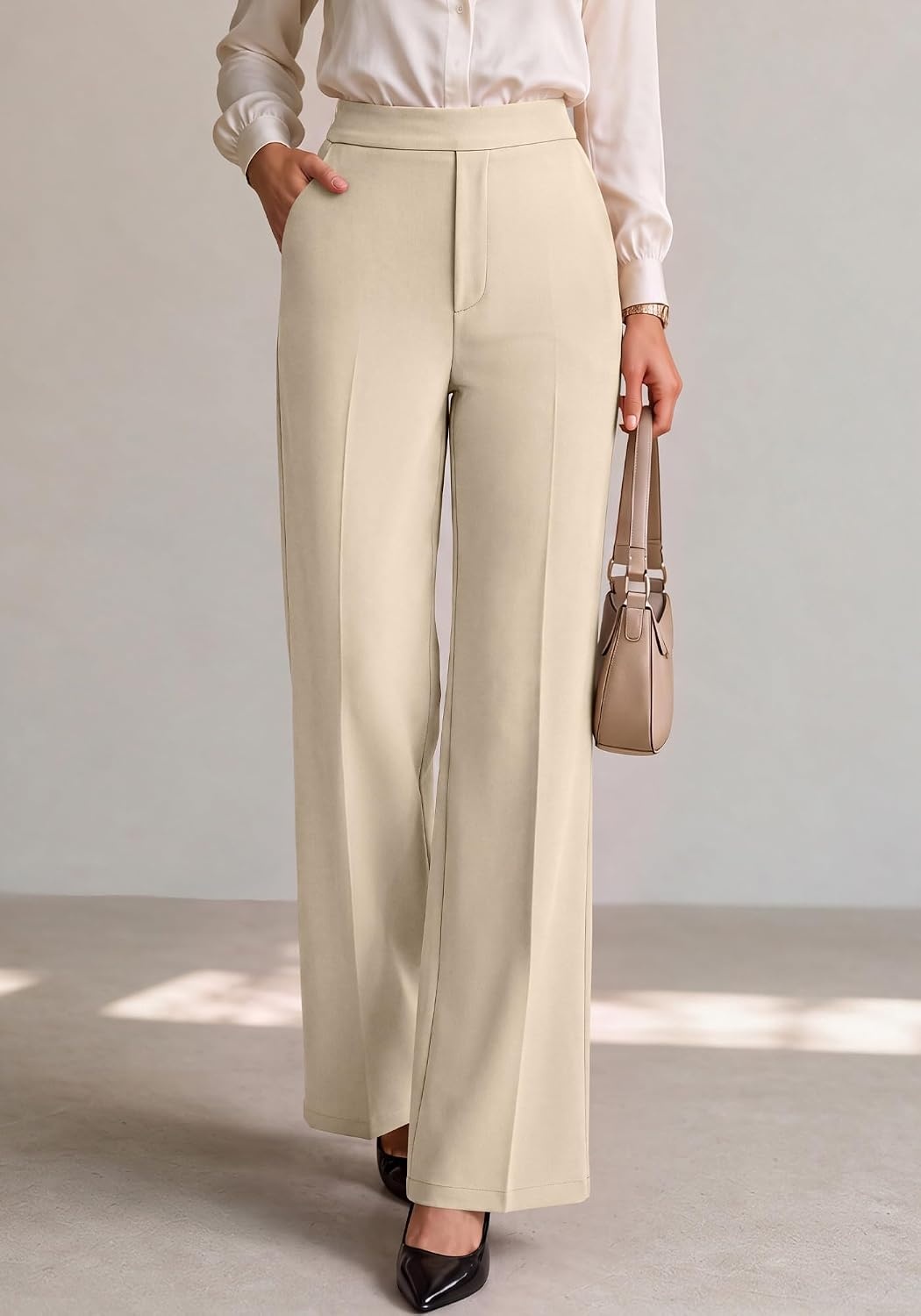 image:imageBTFBM Womens Dress Pants Wide Leg High Waisted 2026 FallBeige