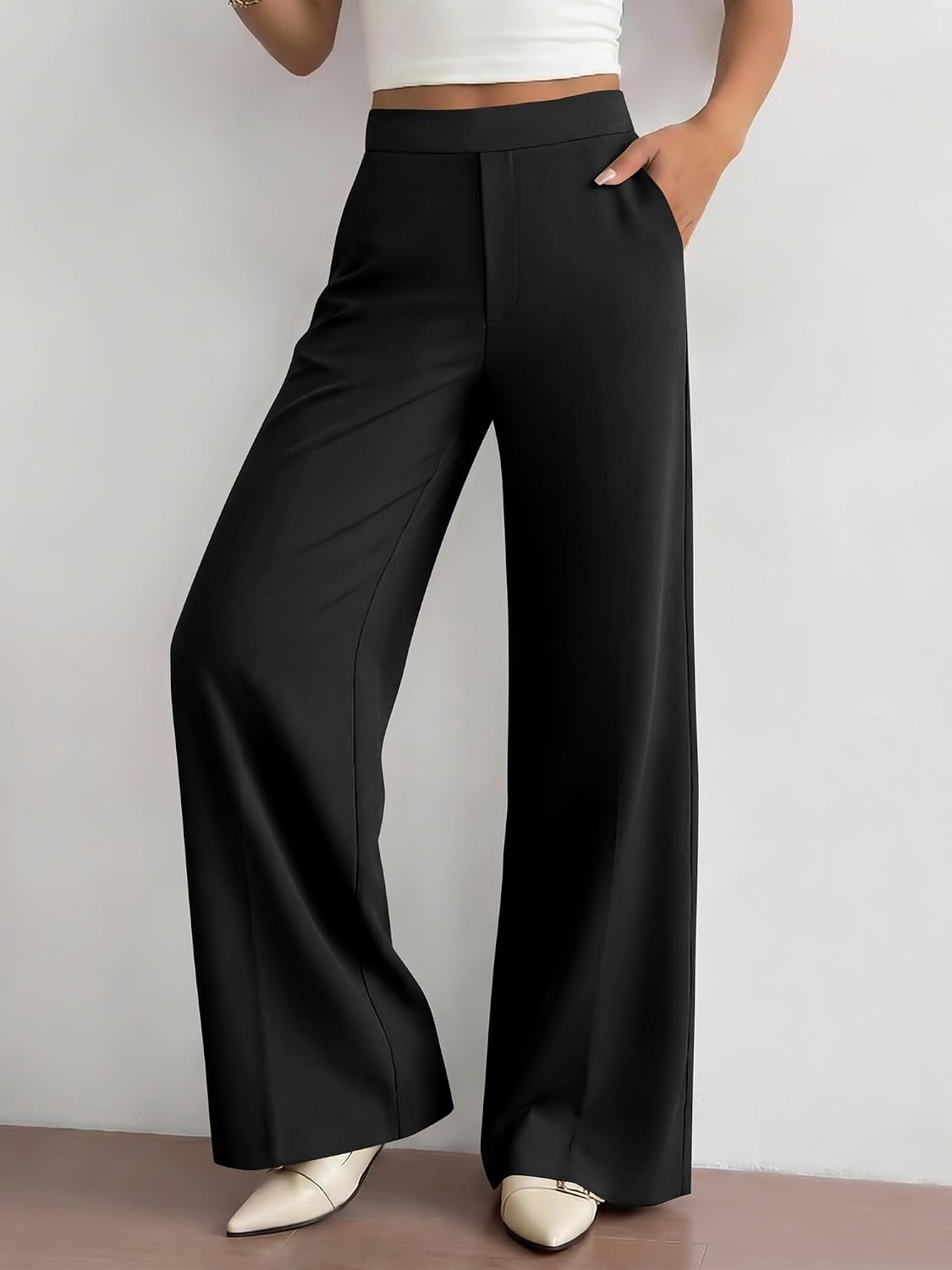 image:imageBTFBM Womens Dress Pants Wide Leg High Waisted 2026 FallBlack